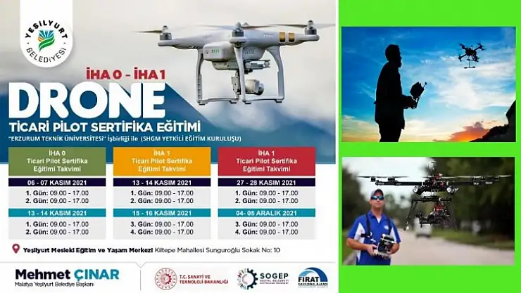 Yeşilyurt Belediyesi, Drone Ticari Pilot Sertifika Eğitim Kursu Açıyor