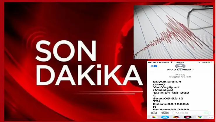 Yeşilyurt İlçesinde 4.4 Büyüklüğünde Deprem