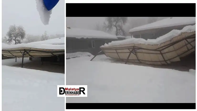 Akçadağ'da Kar Nedeniyle Taziye Evi Sundurması Çöktü