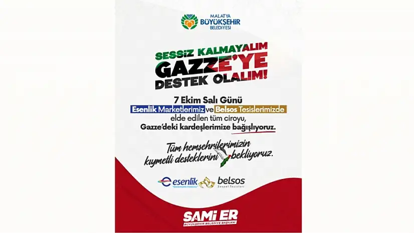 Büyükşehir'den' Sessiz Kalmayalım Gazze'ye Umut Olalım' Kampanyası