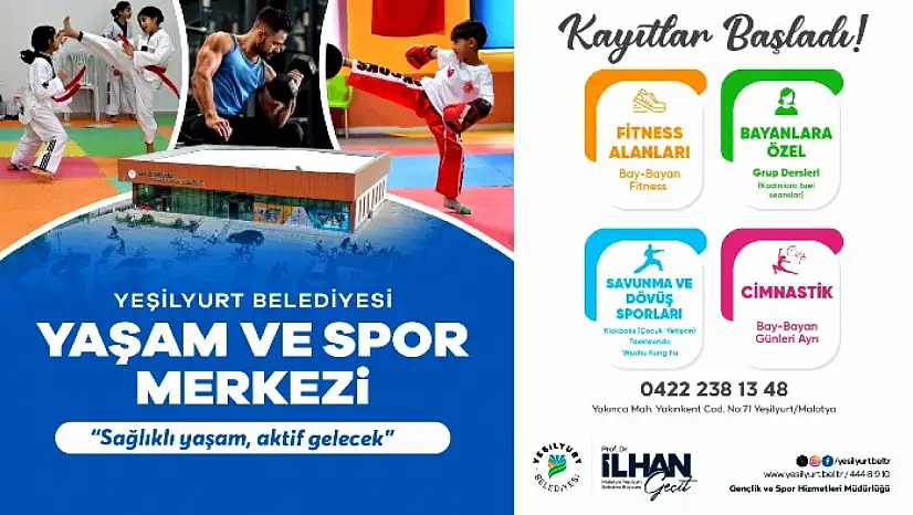 Yeşilyurt Belediyesi Yaşam ve Spor Merkezi'nde Kayıtlar Başladı