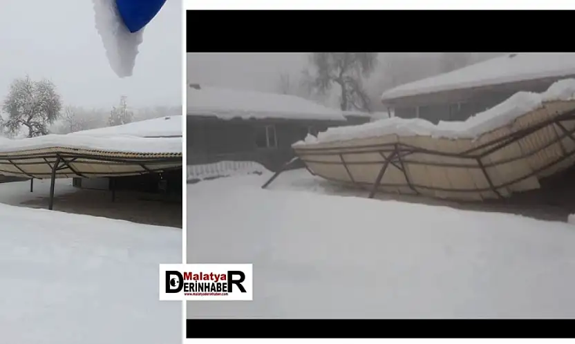 Akçadağ'da Kar Nedeniyle Taziye Evi Sundurması Çöktü