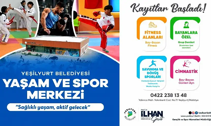 Yeşilyurt Belediyesi Yaşam ve Spor Merkezi'nde Kayıtlar Başladı